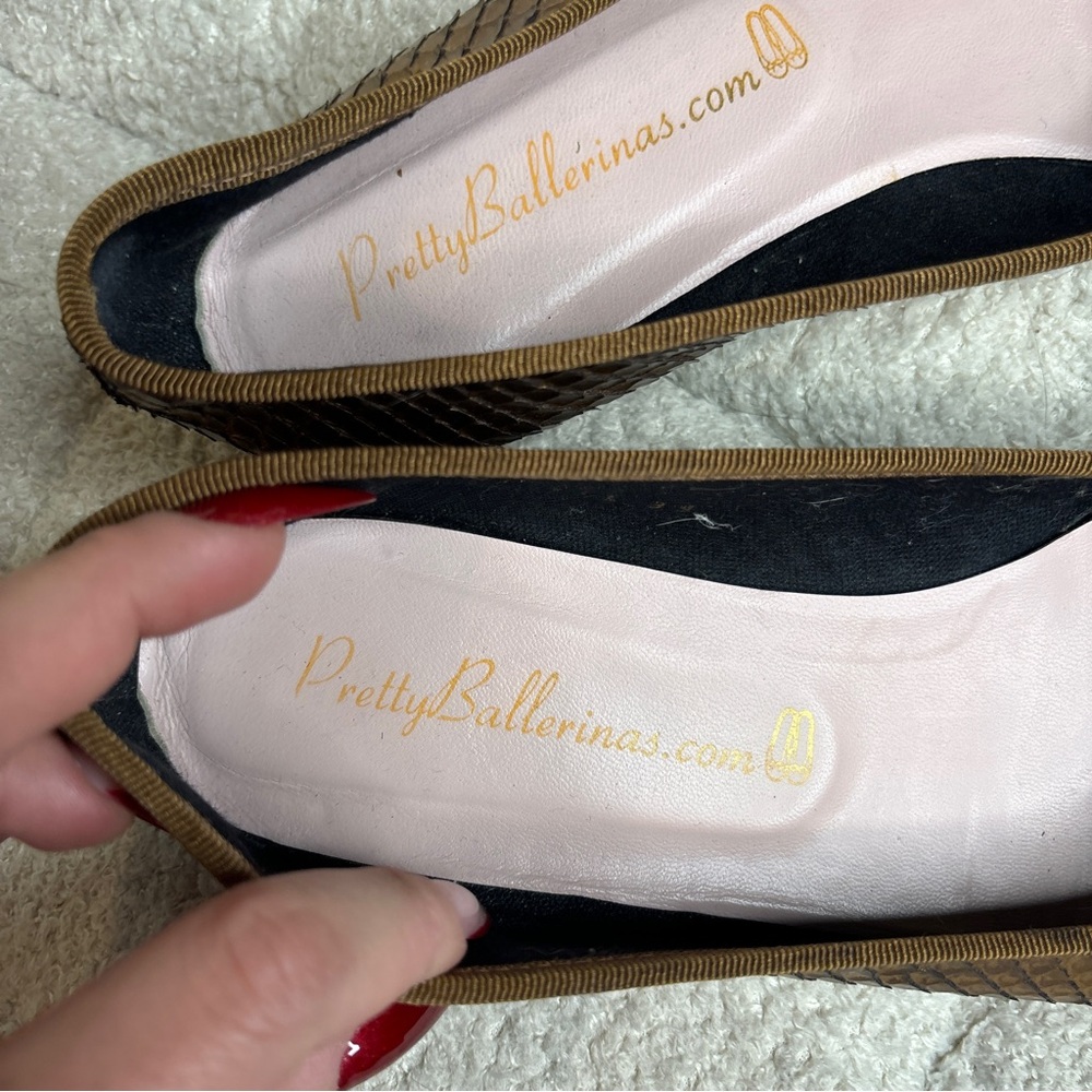 Pretty Ballerinas Ballet Flats – Gold Reptile Leather – Size 39 - Picture 4 of 8